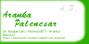 aranka palencsar business card